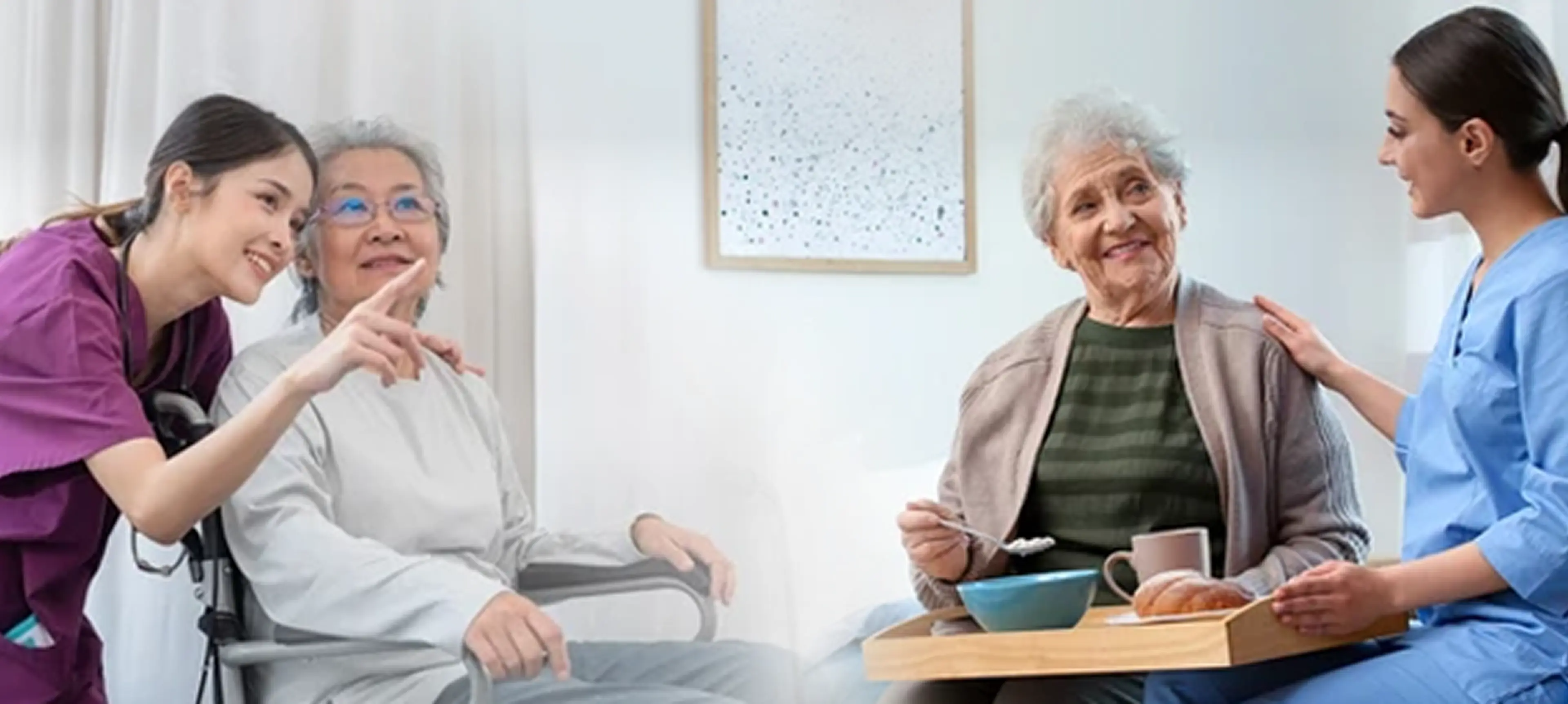 Caregivers supporting elderly patients at home